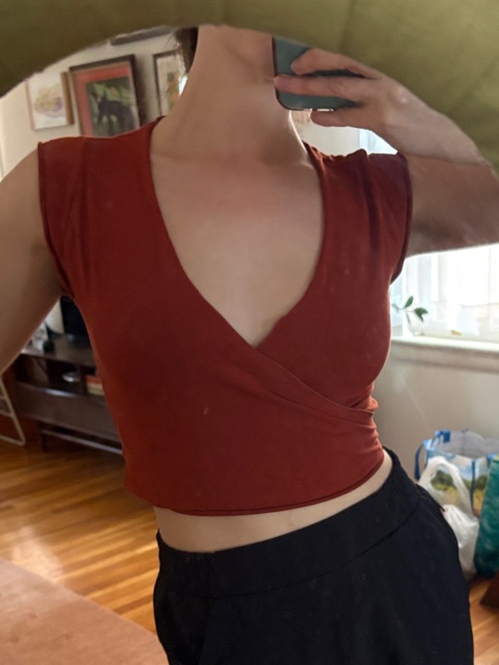 Rust Red Wrap Crop Top